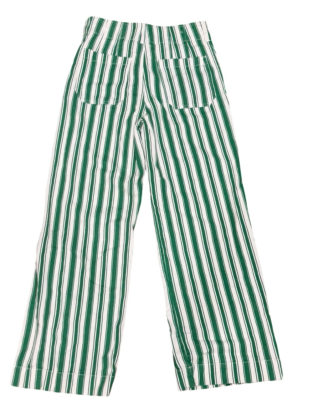 ๐ฟ Maeve Anthropologie The Colette Striped Wide-Leg Pants Green White Size 28 - Picture 13 of 14